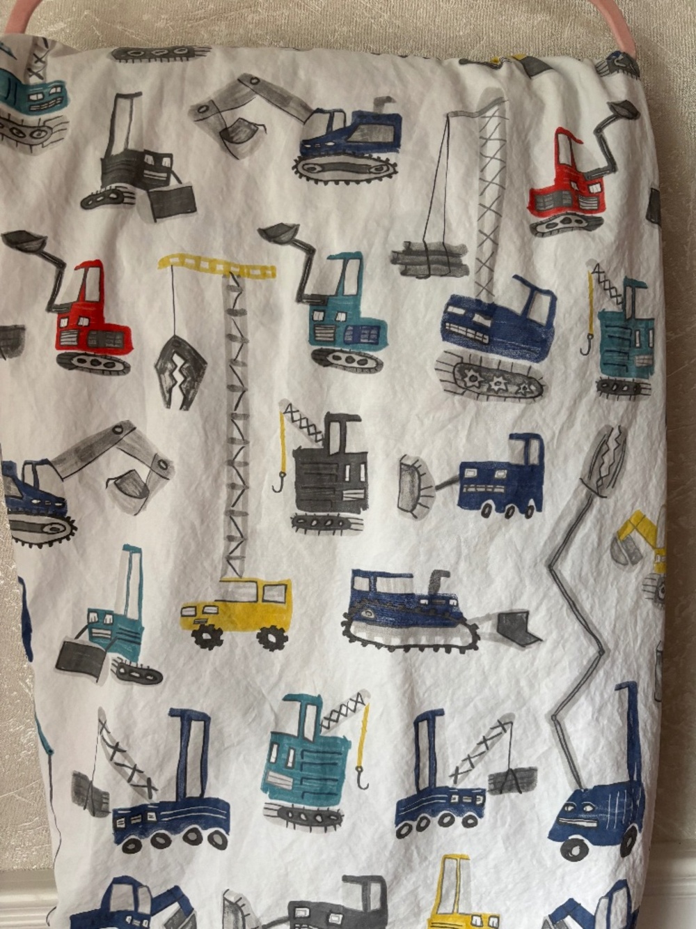 Pottery Barn Kids Busy Trucks Twin Fitted Sheet 100% Organic Cotton Vehicles